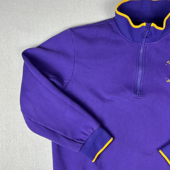 Teddy Fresh Half Zip Embroidered Sweatshirt Purple Sz Large - Picture 4 of 7